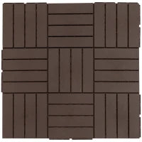 Set 9 Mattonelle a Incastro per Terrazzo, Piastrelle per pavimenti (30x30x2cm) in PP Antiscivolo, Area: 0.81 mq Marrone