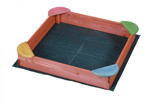 Sabbiera bambini con 4 sedute colorate in legno verniciato 100x100x17h cm Fredi