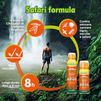Antipuntura Spray Safari, Origine Vegetale, Non macchia, Profumo Gradevole, Durata fino a 8 ore, 50ml, Orphea