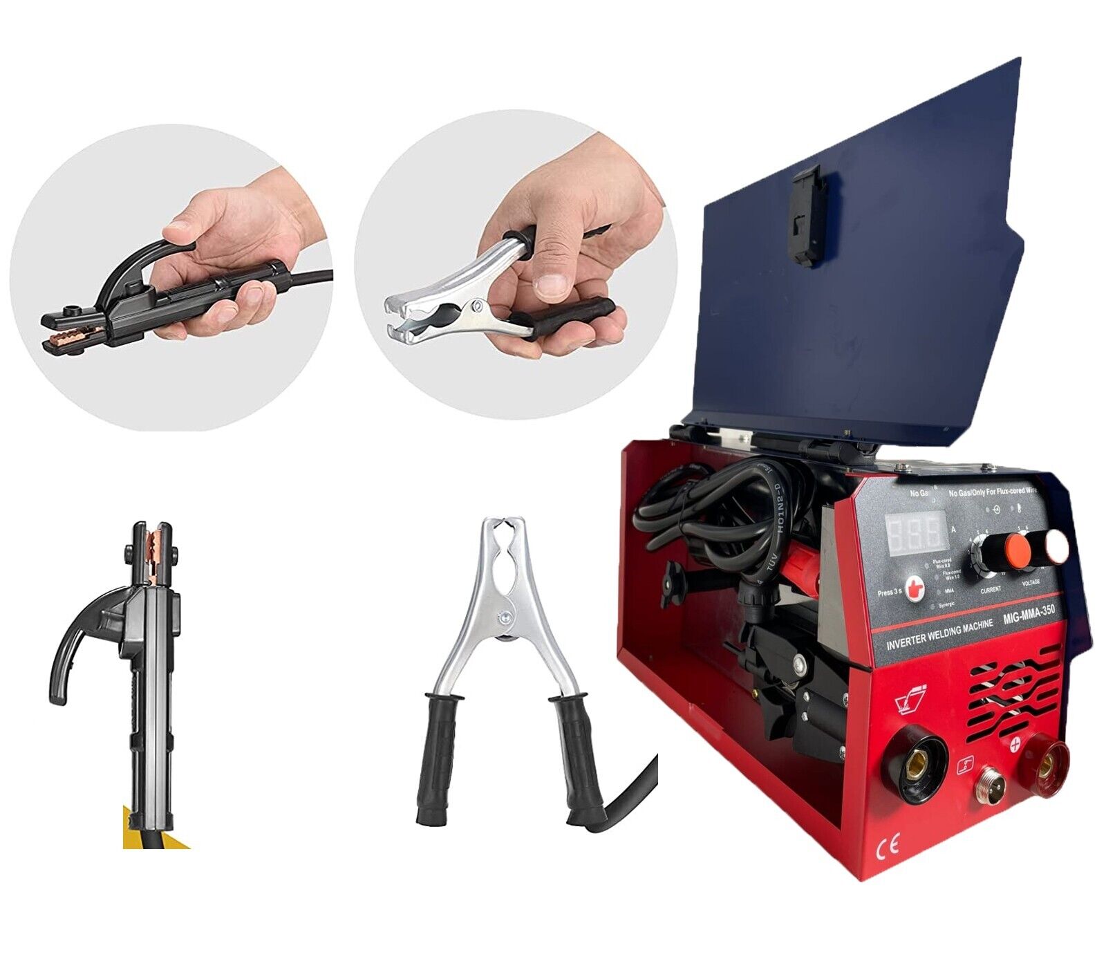 Saldatrice MIG a filo continuo NO GAS 120A MMA elettrodo + bobina 0.5KG Art. 350