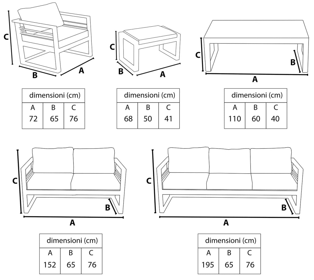 Due Poltrone e Tavolino Leros  Grigio/Bianco