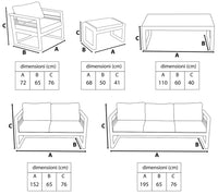 Due Poltrone e Tavolino Leros  Grigio/Bianco