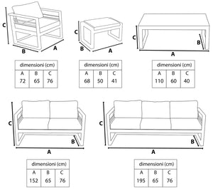 Divano Leros (2 Posti)  Grigio/Bianco