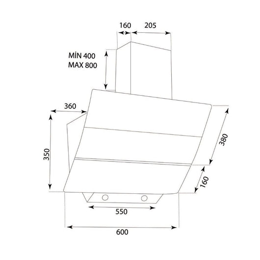 Samet Cappa da parete TURBINE 60 nera 60 cm