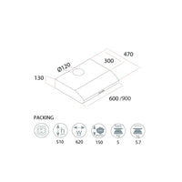 Samet Gruppo cappa sottopensile potenza aspirante 280 m3/h Classico 90 bianco