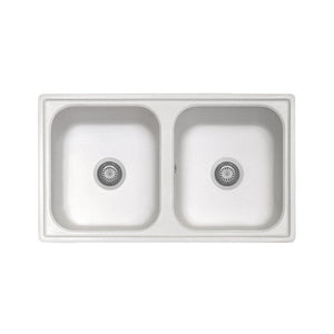 Samet Lavello 86x50 Granitovero862vbip 2 vasche bianco