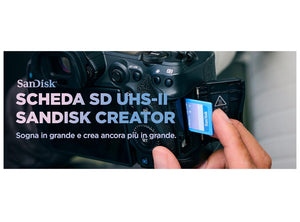 SanDisk Creator Scheda SD UHS-II 512GB Per DSLR i Fotocamere Mirrorless 6K i 4K Video V60 Velocità fino a 280 MB/s RescuePro Deluxe Class 10 U3