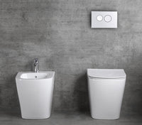 Sanitari wc e bidet a terra, filo muro, soft close, rimless Sicena Nomon