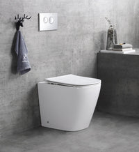 Sanitari wc e bidet a terra, filo muro, soft close, rimless Sicena Nomon