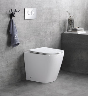 Sanitari wc e bidet a terra, filo muro, soft close, rimless Sicena Nomon
