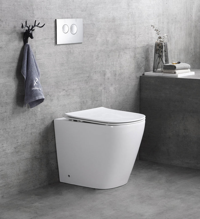 Sanitari wc e bidet a terra, filo muro, soft close, rimless Sicena Nomon