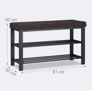 Panca panca porta scarpe cuscino scarpiera imbottita in tessuto 2 livelli marrone metallo 13_0000366_3