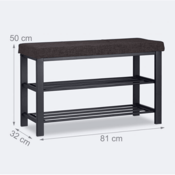 Panca panca porta scarpe cuscino scarpiera imbottita in tessuto 2 livelli marrone metallo 13_0000366_3