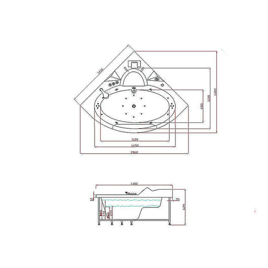 Vasca idromassaggio 140 x 140 cm bianca Doppia Pompa 20 getti – Sant'Angels