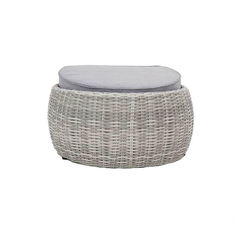 Tempo Style - Pouf SANTORINI in polyrattan | Resistente alle intemperie | Con morbido cuscino sfoderabile | Per ambienti esterni come giardino, balcone, terrazza - Grigio
