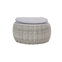 Tempo Style - Pouf SANTORINI in polyrattan | Resistente alle intemperie | Con morbido cuscino sfoderabile | Per ambienti esterni come giardino, balcone, terrazza - Grigio