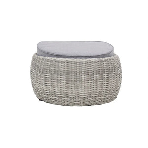 Tempo Style - Pouf SANTORINI in polyrattan | Resistente alle intemperie | Con morbido cuscino sfoderabile | Per ambienti esterni come giardino, balcone, terrazza - Grigio