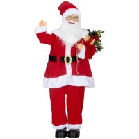 Babbo Natale, alto 120 cm, con comando vocale, luci LED scintillanti e braccia flessibili, Rosso