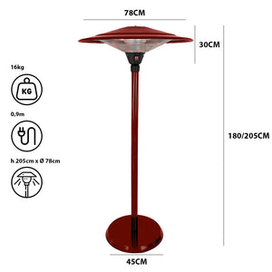 Tempo Style - Stufa Elettrica SATURNO | Fungo Riscaldante ad Infrarossi (3000W) dal Design Elegante | Ideale per Esterno/Interno (Bordeaux)