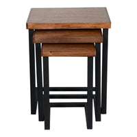 Set di 3 Tavolini Sovrapponibili 'Rørvig' Tavolini Laterali con Piani in Legno di Pino Verniciato [en.casa]