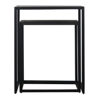 Set di 2 Tavolini Vejen Sovrapponibili Piano Quadrato - Acciaio Nero opaco [en.casa]