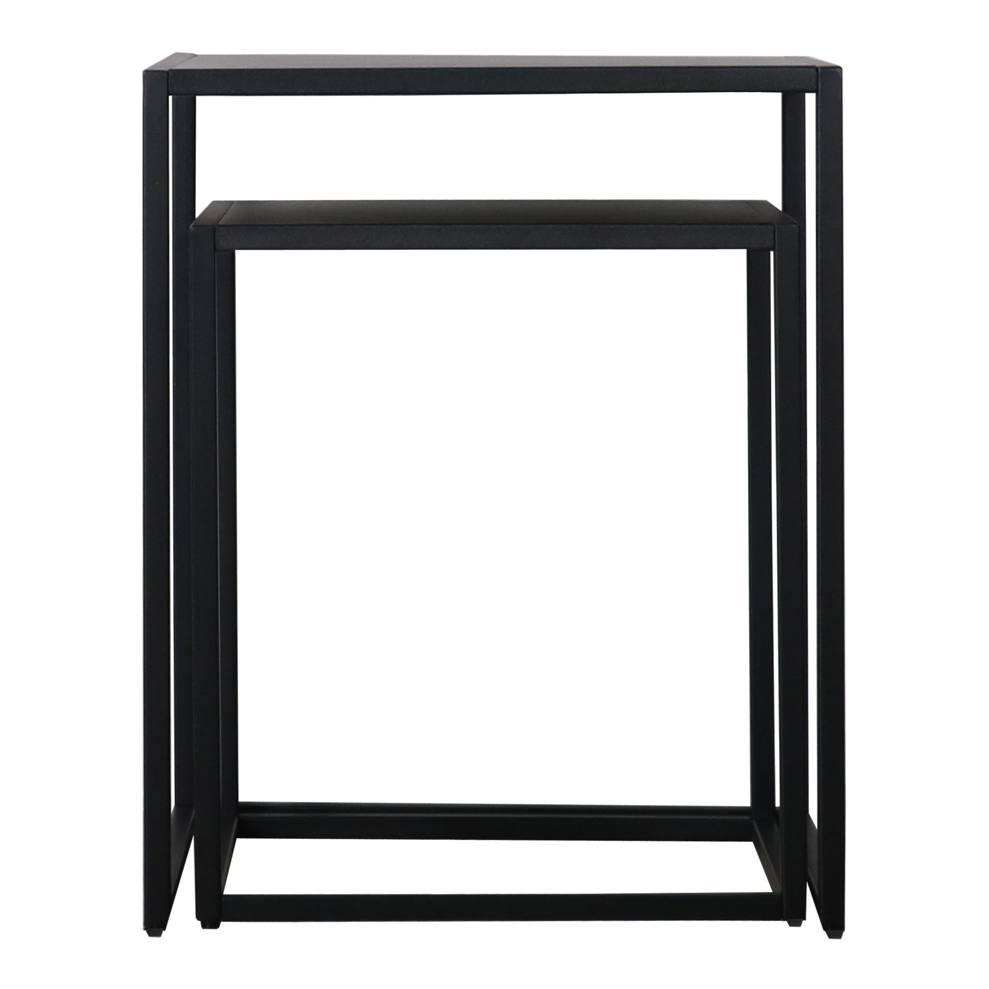 Set di 2 Tavolini Vejen Sovrapponibili Piano Quadrato - Acciaio Nero opaco [en.casa]