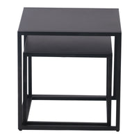 Set di 2 Tavolini Vejen Sovrapponibili Piano Quadrato - Acciaio Nero opaco [en.casa]