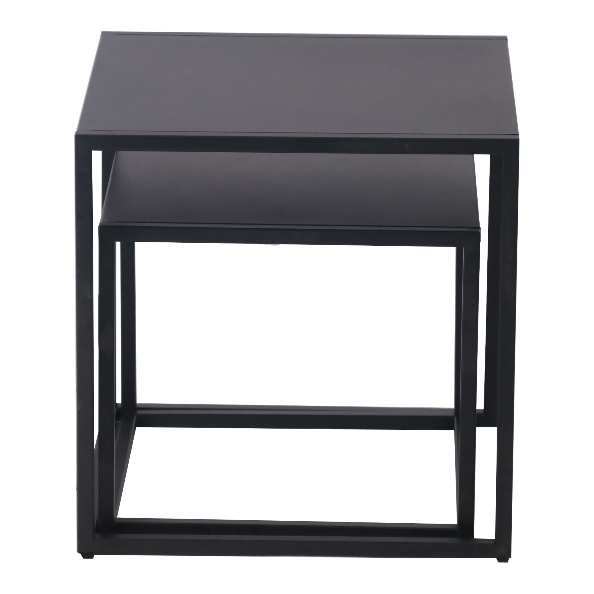 Set di 2 Tavolini Vejen Sovrapponibili Piano Quadrato - Acciaio Nero opaco [en.casa]