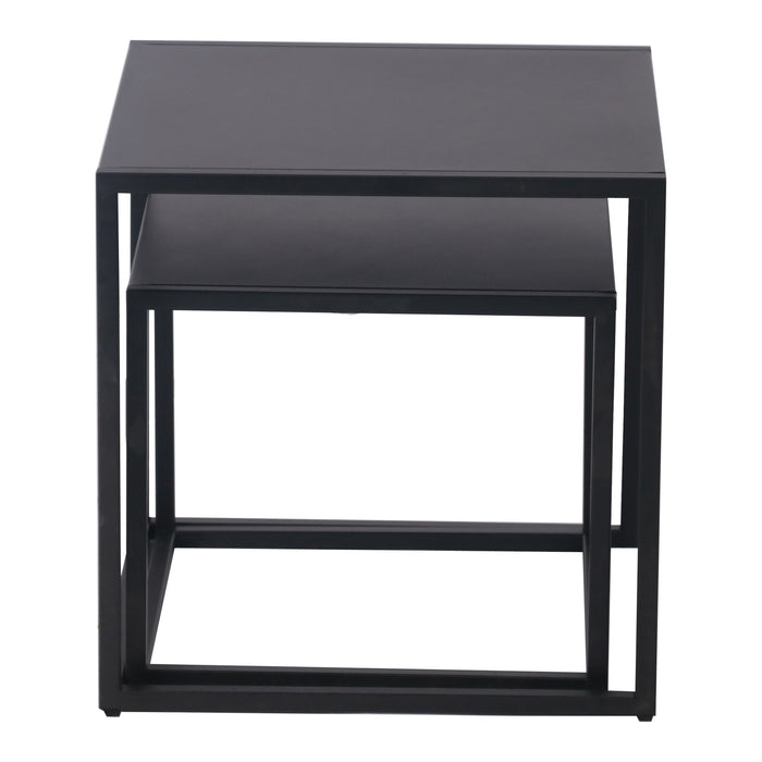 Set di 2 Tavolini Vejen Sovrapponibili Piano Quadrato - Acciaio Nero opaco [en.casa]
