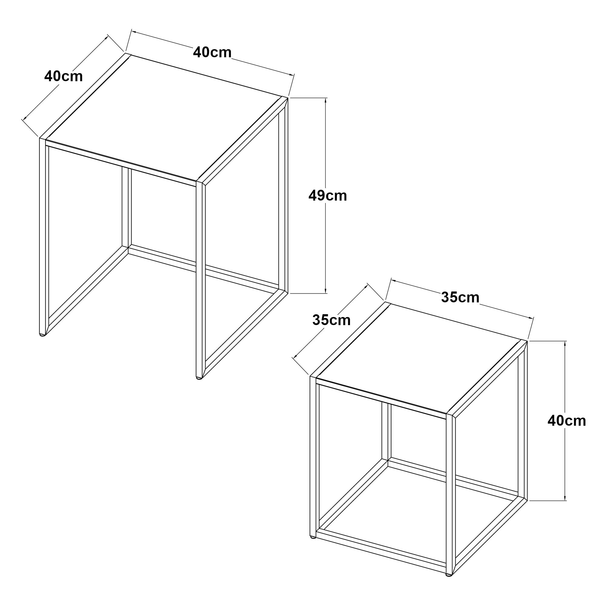 Set di 2 Tavolini Vejen Sovrapponibili Piano Quadrato - Acciaio Bianco opaco [en.casa]