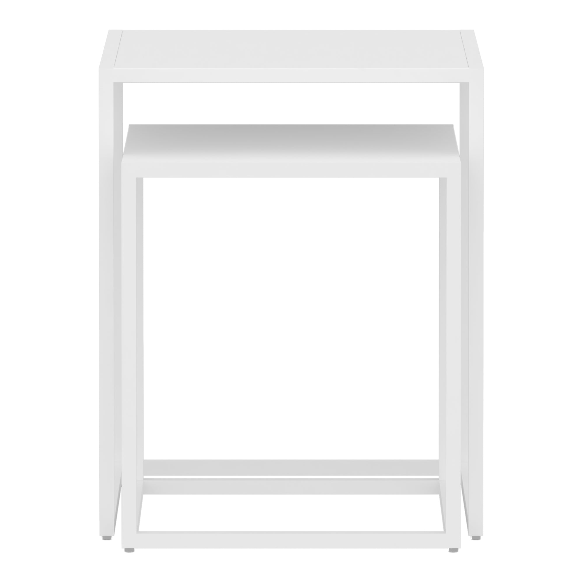 Set di 2 Tavolini Vejen Sovrapponibili Piano Quadrato - Acciaio Bianco opaco [en.casa]