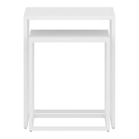 Set di 2 Tavolini Vejen Sovrapponibili Piano Quadrato - Acciaio Bianco opaco [en.casa]