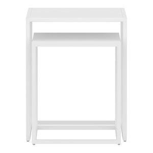 Set di 2 Tavolini Vejen Sovrapponibili Piano Quadrato - Acciaio Bianco opaco [en.casa]