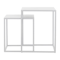 Set di 2 Tavolini Vejen Sovrapponibili Piano Quadrato - Acciaio Bianco opaco [en.casa]
