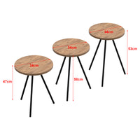 Set 'Ølgod' di 3 Tavolini Bassi da Salotto in Altezze Diverse 3 Tavolini in Stile Treppiede con Piani Rotondi - Effetto