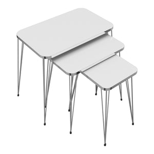 Set 'Samsø' di 3 Tavolini Bassi da Salotto Tavolini Sovrapponibili Gambe a Forcina e Piano Quadrato - Bianco [en.casa]