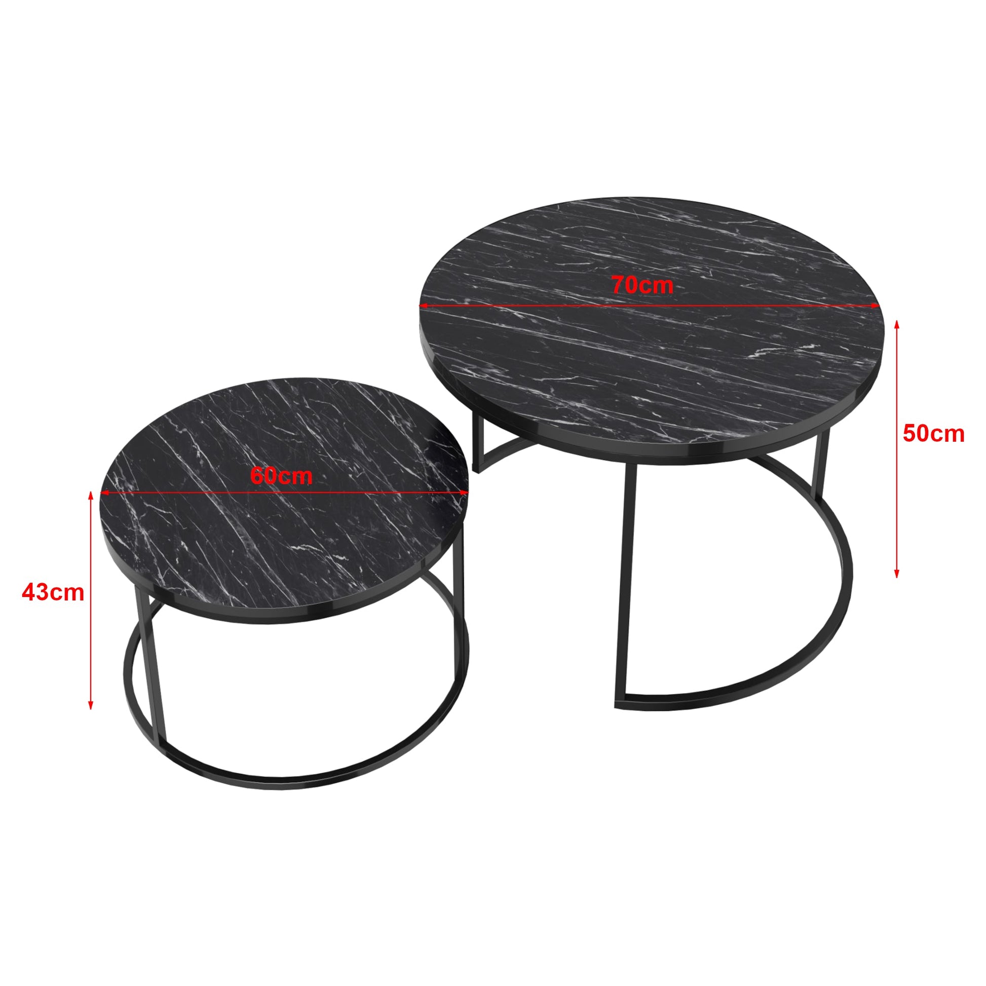 Set di 2 tavolini rotondi impilabili in marmo nero 03_0008370
