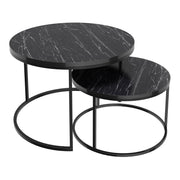 Set di 2 tavolini rotondi impilabili in marmo nero 03_0008370