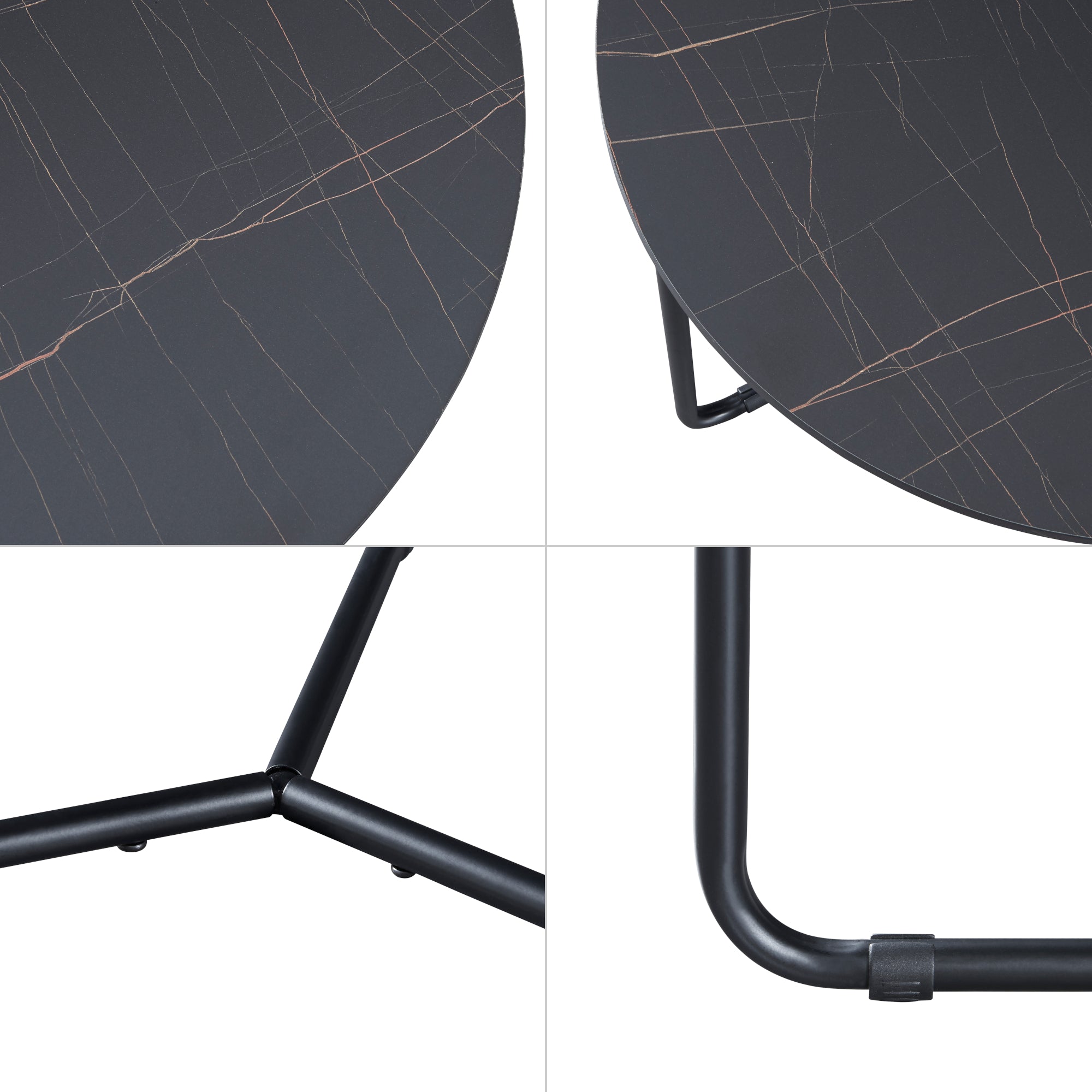 Set di 2 tavolini impilabili Poxdorf effetto marmo nero 03_0008359