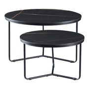 Set di 2 tavolini impilabili Poxdorf effetto marmo nero 03_0008359