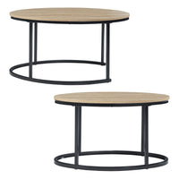 Set Niederlande di 2 Tavolini Sovrapponibili - Effetto Rovere / Nero [en.casa]