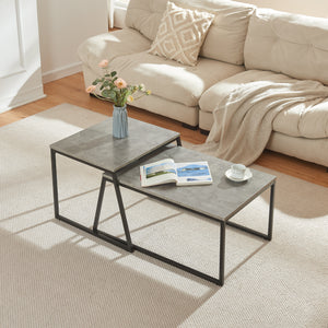 Set Hyllestad 2 Tavolini Sovrapponibili - Effetto Cemento / Nero [en.casa]