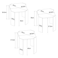 Set Rantasalmi di 3 Tavolini Bassi in Altezze Diverse - Bianco / Effetto Rovere [en.casa]