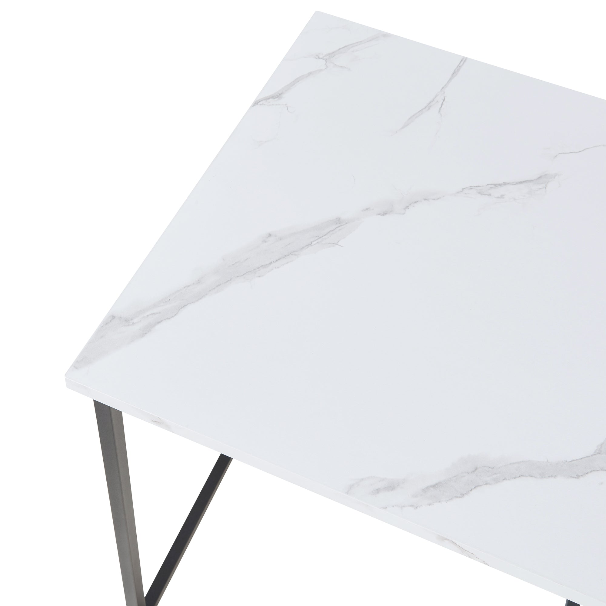 Set Trollhättan di 3 Tavolini Sovrapponibili con Piani Quadrati - Effetto Marmo Bianco [en.casa]