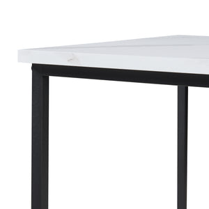 Set Trollhättan di 3 Tavolini Sovrapponibili con Piani Quadrati - Effetto Marmo Bianco [en.casa]