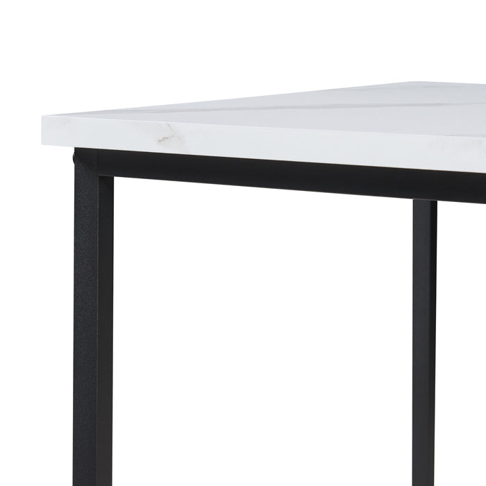 Set Trollhättan di 3 Tavolini Sovrapponibili con Piani Quadrati - Effetto Marmo Bianco [en.casa]