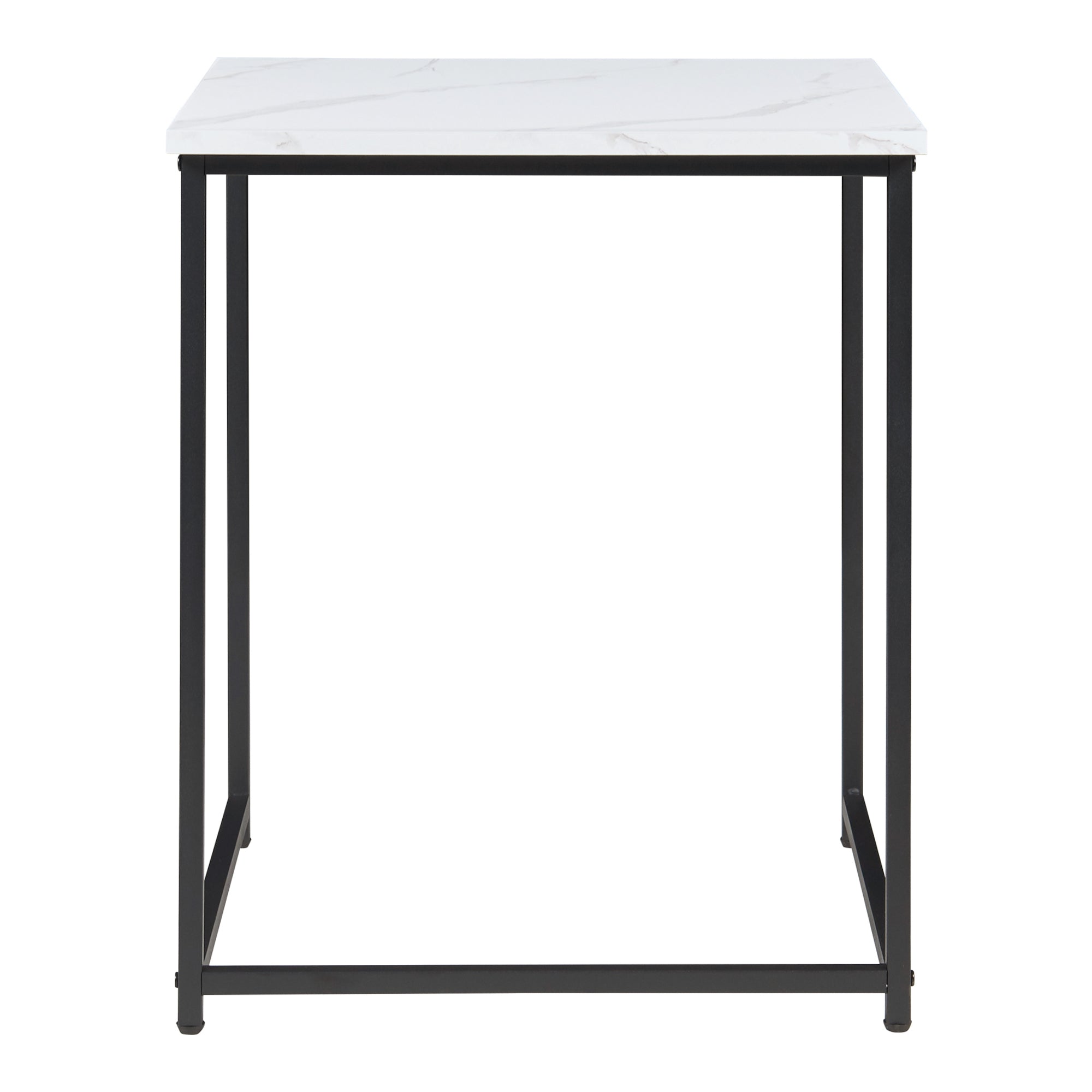 Set Trollhättan di 3 Tavolini Sovrapponibili con Piani Quadrati - Effetto Marmo Bianco [en.casa]