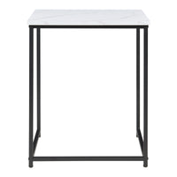 Set Trollhättan di 3 Tavolini Sovrapponibili con Piani Quadrati - Effetto Marmo Bianco [en.casa]