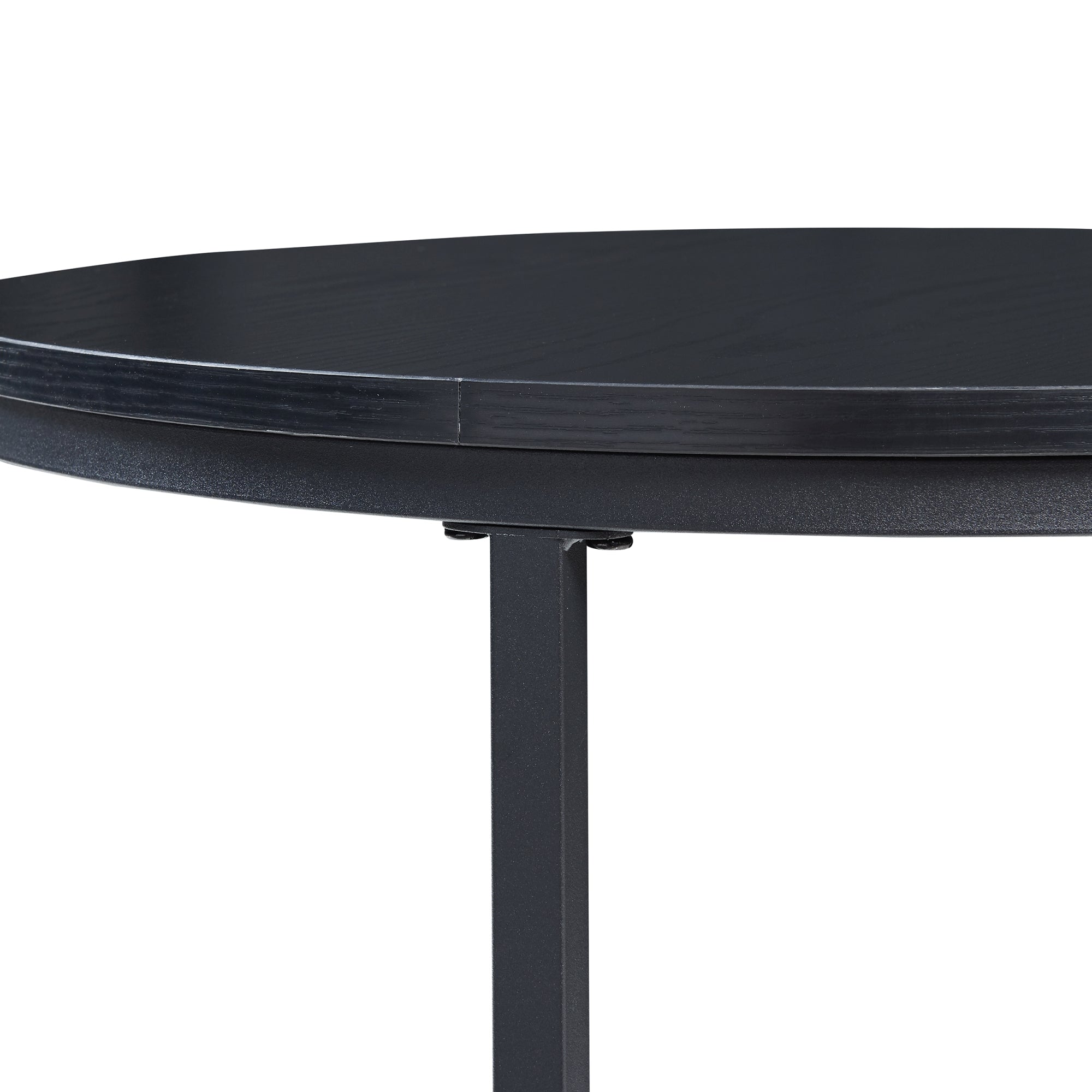 Set Ulricehamn di 3 Tavolini Rotondi Sovrapponibili - Nero [en.casa]