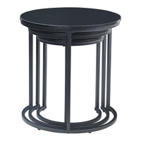 Set Ulricehamn di 3 Tavolini Rotondi Sovrapponibili - Nero [en.casa]